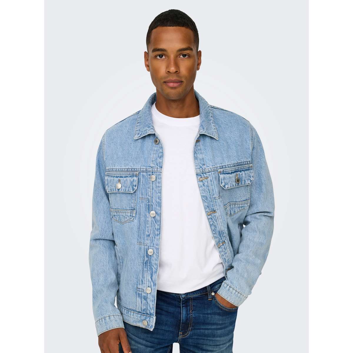 ONLY & SONS MEN΄S REGULAR FIT DUKE DENIM JACKET 22032035 LIGHT BLUE - Μπλε - S